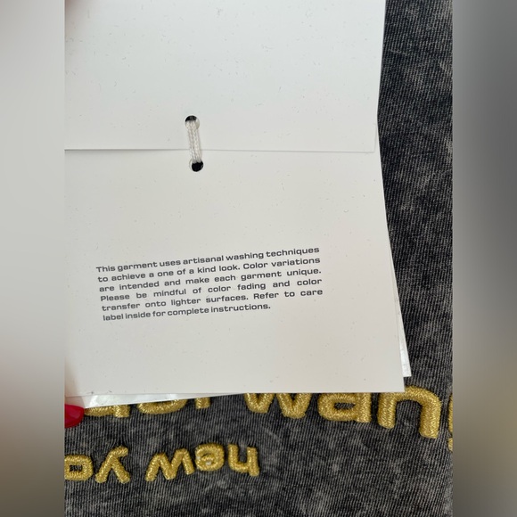 Alexander Wang Unisex Acid Washed Tee with Embroidered Logo in Acid Black - Picture 9 of 12